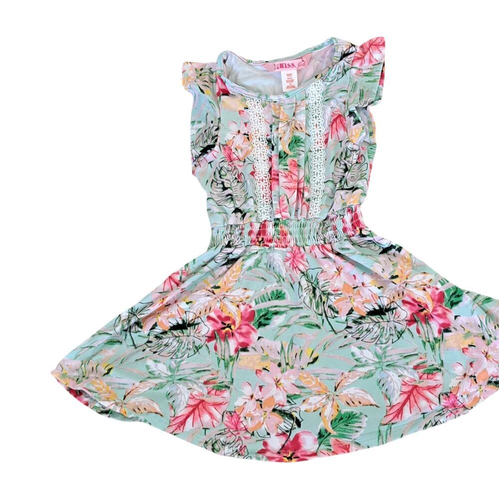 Girl's 1st Kiss Mint‎ Green Floral And Lace Dress Size 6 Medium NWOT